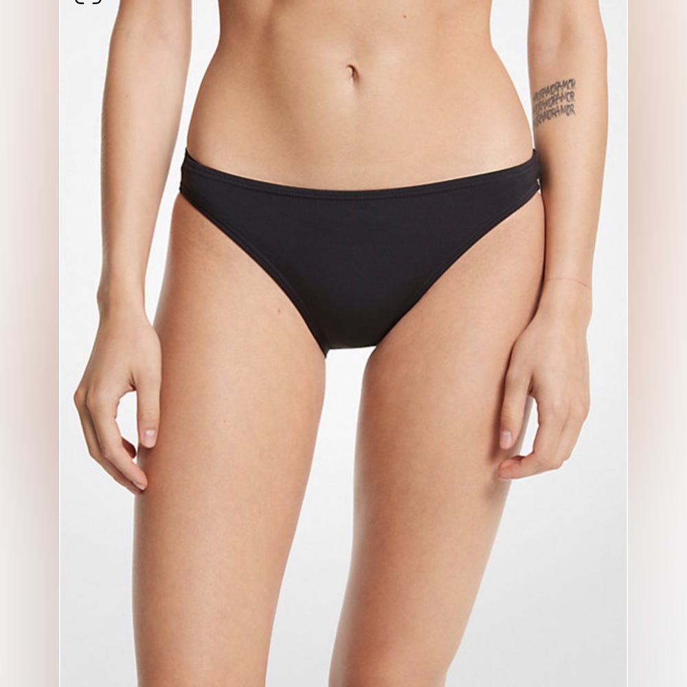 Michael Kors Black Stretch Nylon Low Rise Fully Lined Bikini Bottom  Medium  NWT
